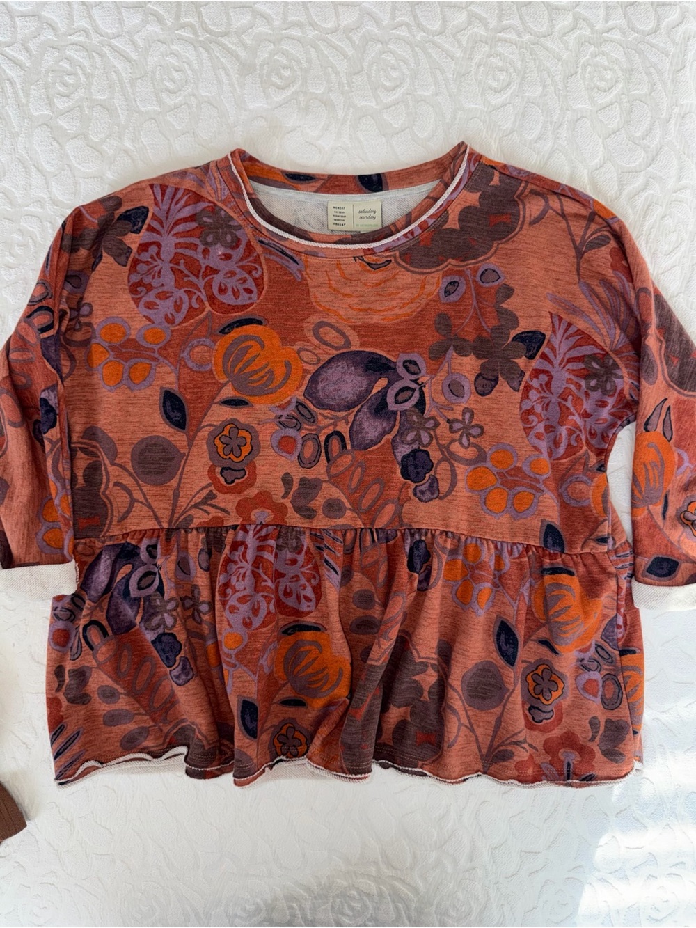 Saturday Sunday Colleen Terry Babydoll / Peplum Floral Top